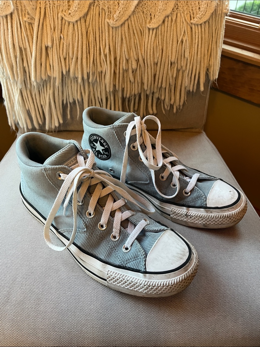 Converse Light Gray High Top Sneakers with White Accents
